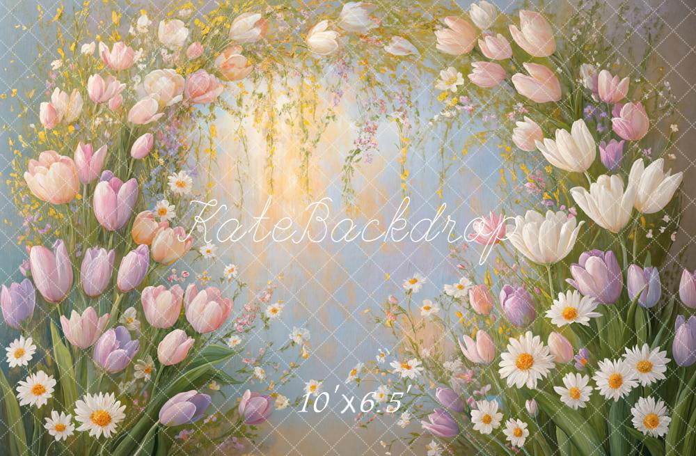 Kate Flower Tulips Daisies Fleece Backdrop Designed by Chain