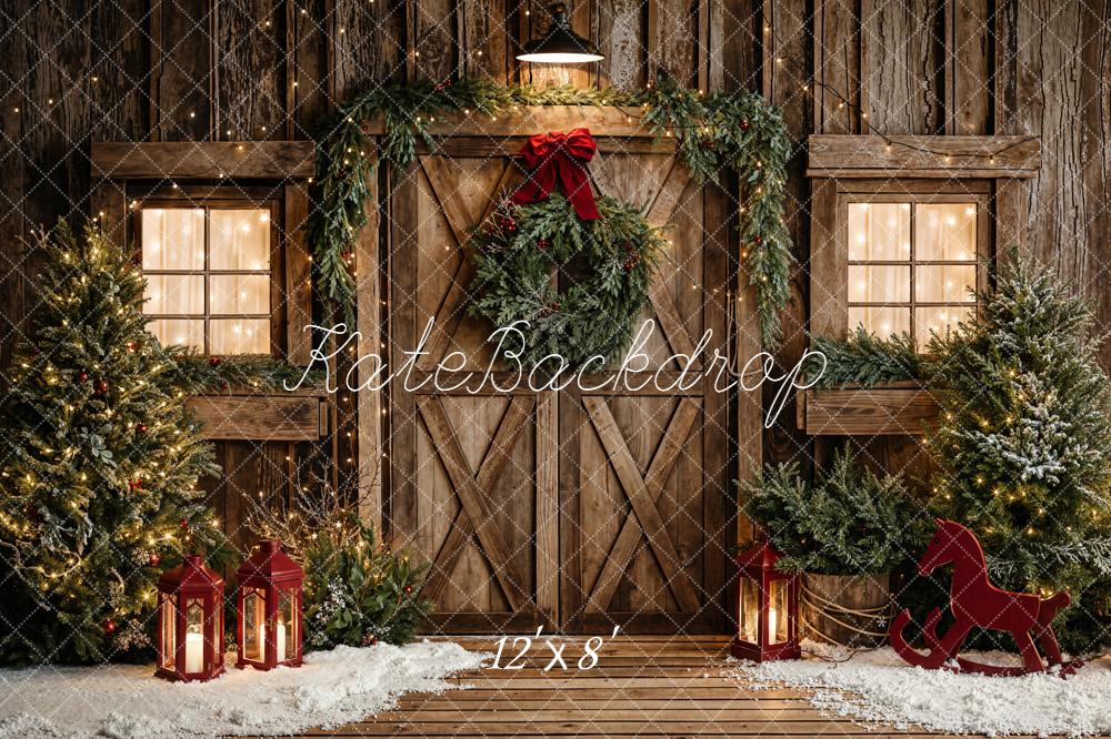 AUSALE Kate Christmas Rustic Barn Door Backdrop Designed by Emetselch