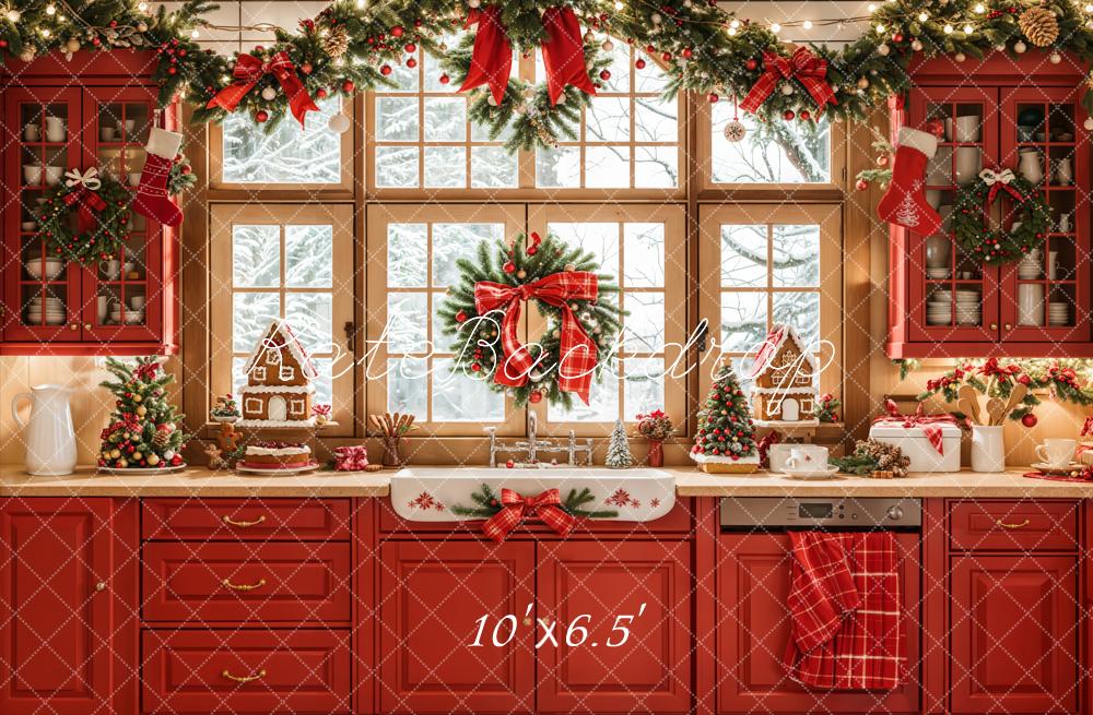 Kate Christmas Kitchen Gingerbread Backdrop Designed by Emetselch - Kate Backdrop AU