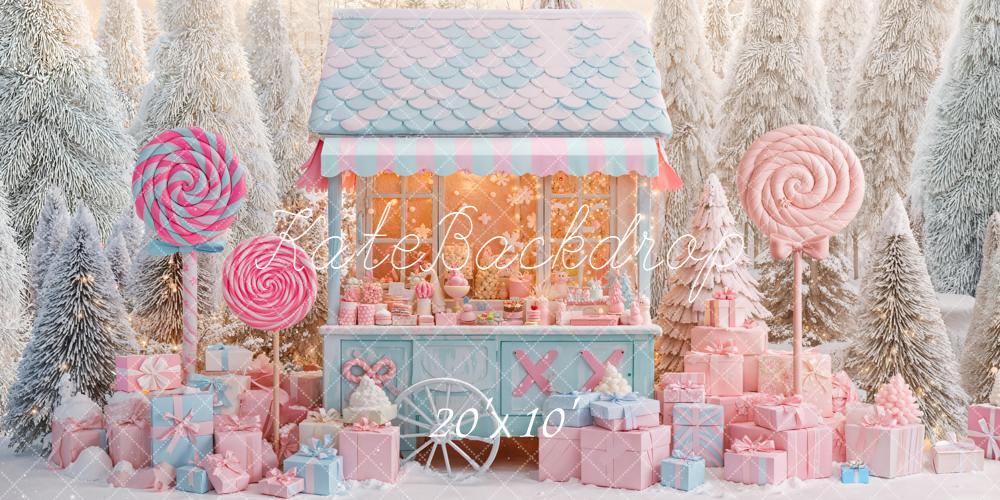 Kate Winter Lollipops Gift Forest Backdrop Designed by Emetselch