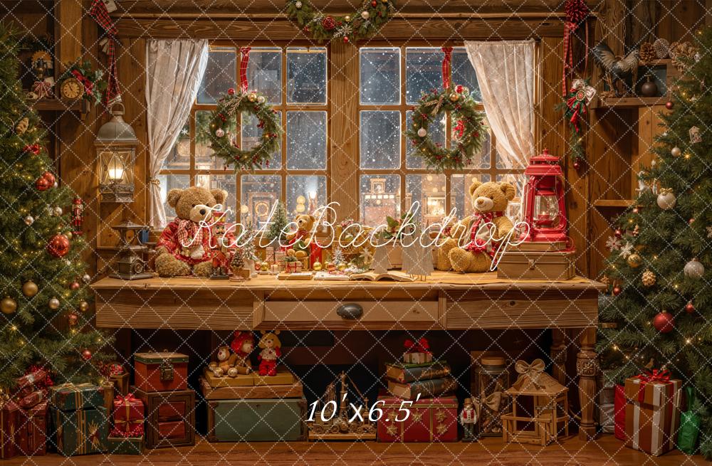 Kate Christmas Teddy Bears Wooden Desk Backdrop Designed by Emetselch - Kate Backdrop AU