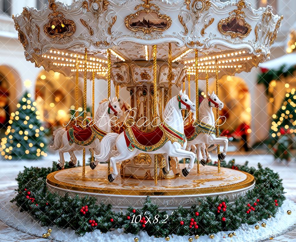 Kate Carousel Horses Christmas Backdrop Designed by Mini MakeBelieve - Kate Backdrop AU