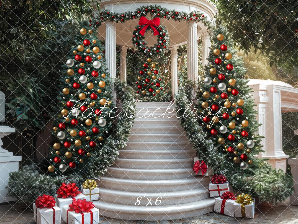 Kate Christmas Gazebo Wreath Baubles Backdrop Designed by Mini MakeBelieve - Kate Backdrop AU