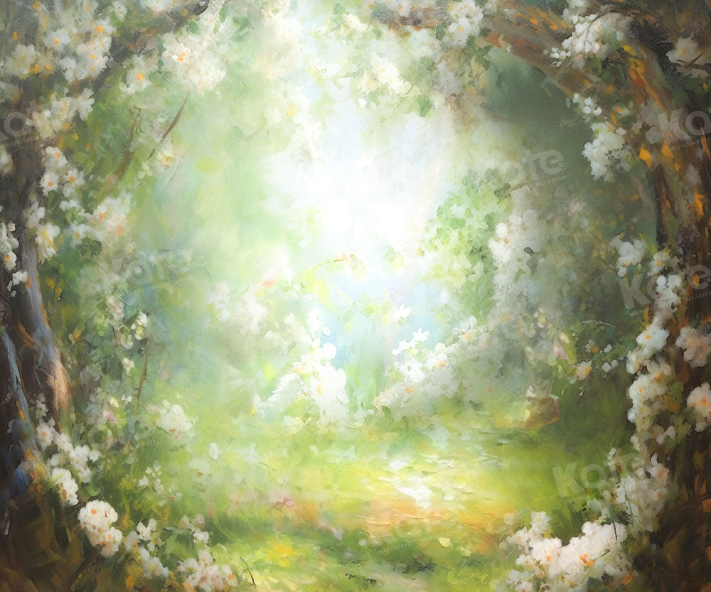 Kate Fine Art Blossoming Flowers Green Backdrop Designed by GQ - Kate Backdrop AU