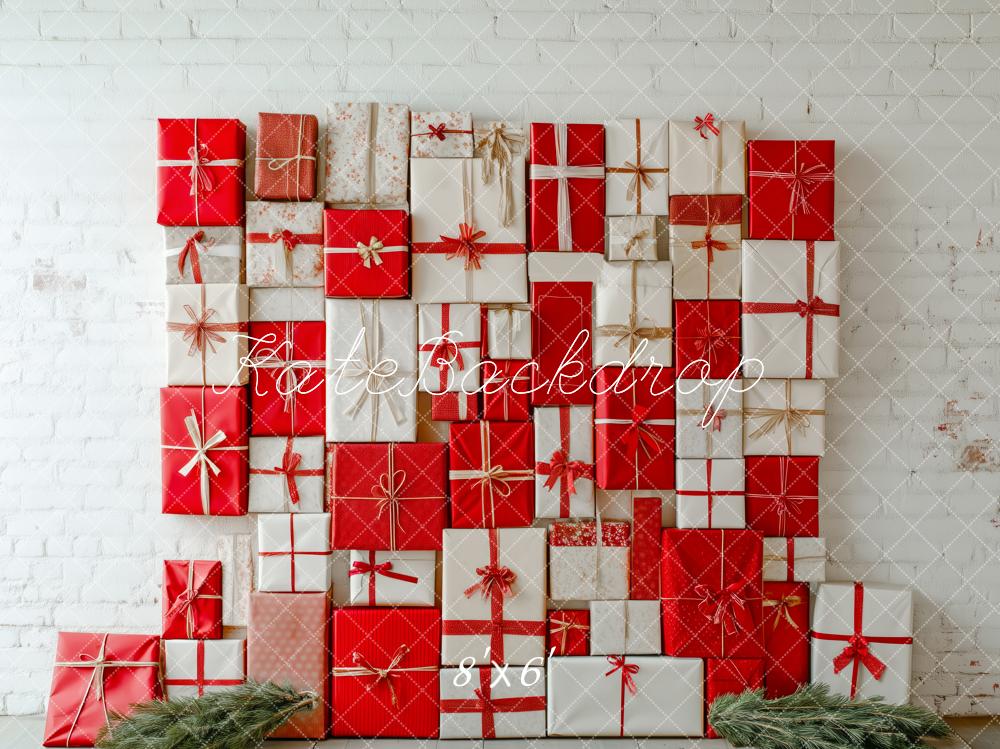 Kate Christmas Presents Brick Wall Backdrop Designed by Patty Roberts - Kate Backdrop AU