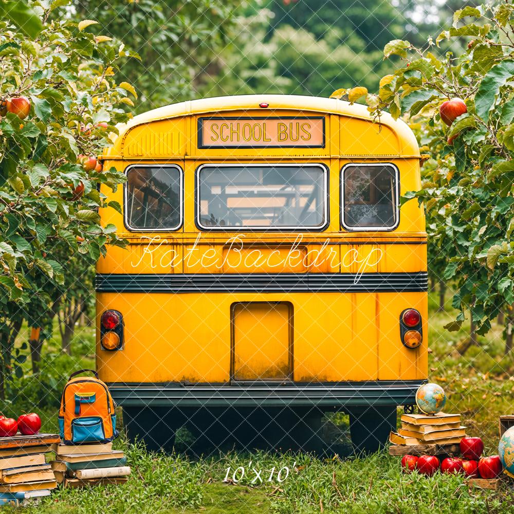 Kate Back To School Bus Apple Orchard Backdrop Designed by Emetselch - Kate Backdrop AU