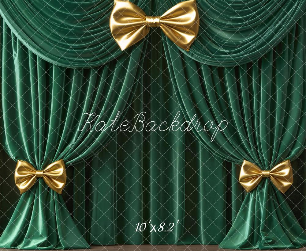 Kate Green Curtains Gold Bows Backdrop Designed by Emetselch