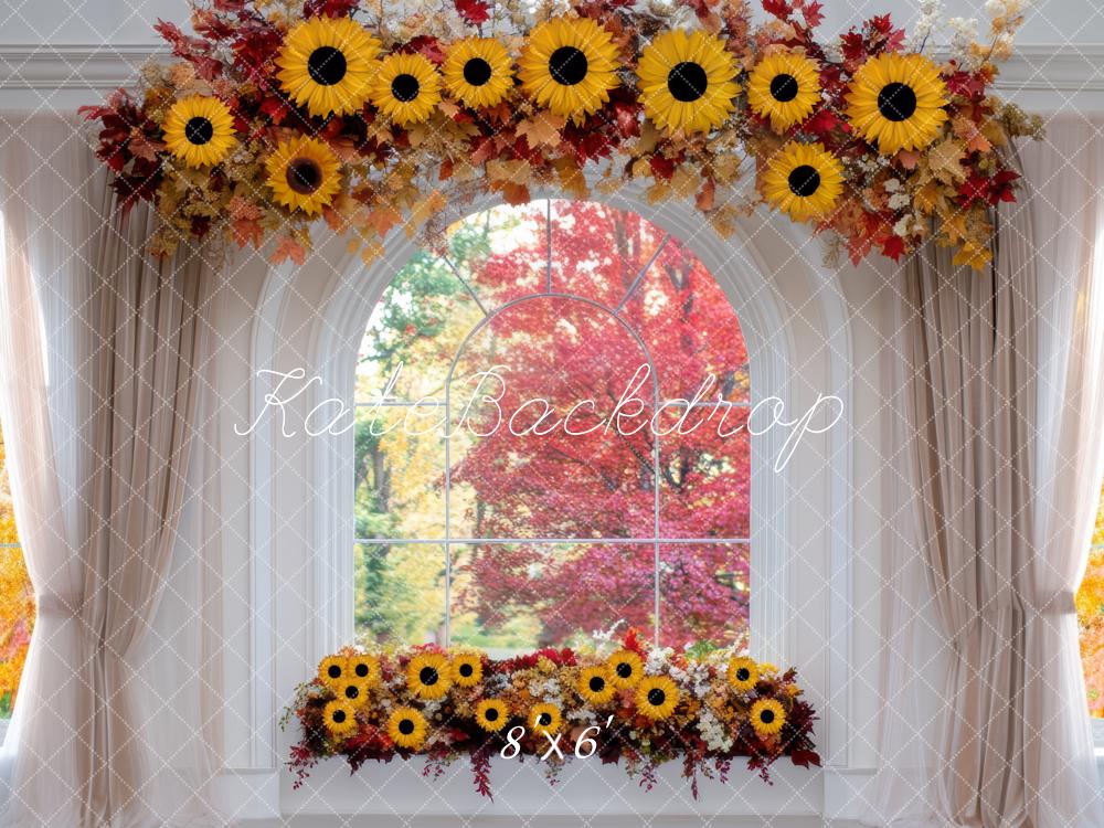 Kate Autumn Sunflower Window Backdrop Designed by Mini MakeBelieve - Kate Backdrop AU