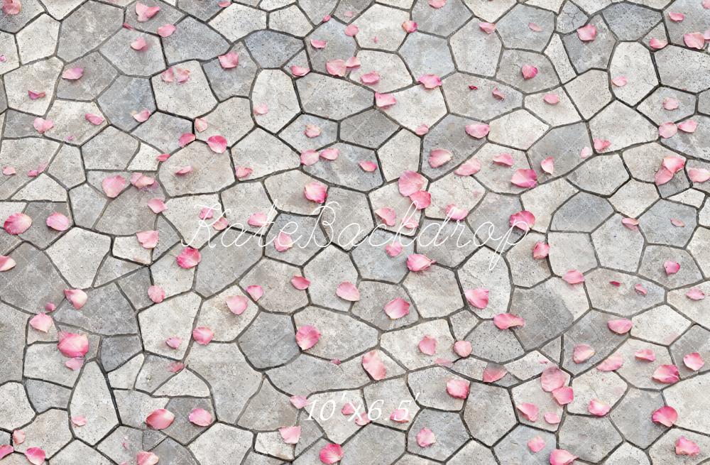 Kate Cobblestone Pink Petals Ground Fleece Backdrop Designed by Emetselch