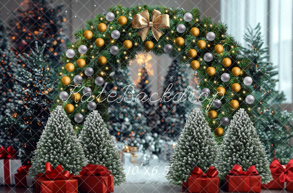 Kate Christmas Trees Arch Snowy Backdrop Designed by Mini MakeBelieve - Kate Backdrop AU