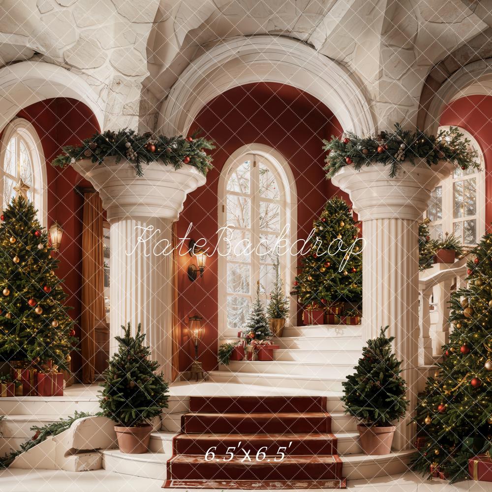 Kate Cascading Stairs Christmas Trees Columns Backdrop Designed by Emetselch