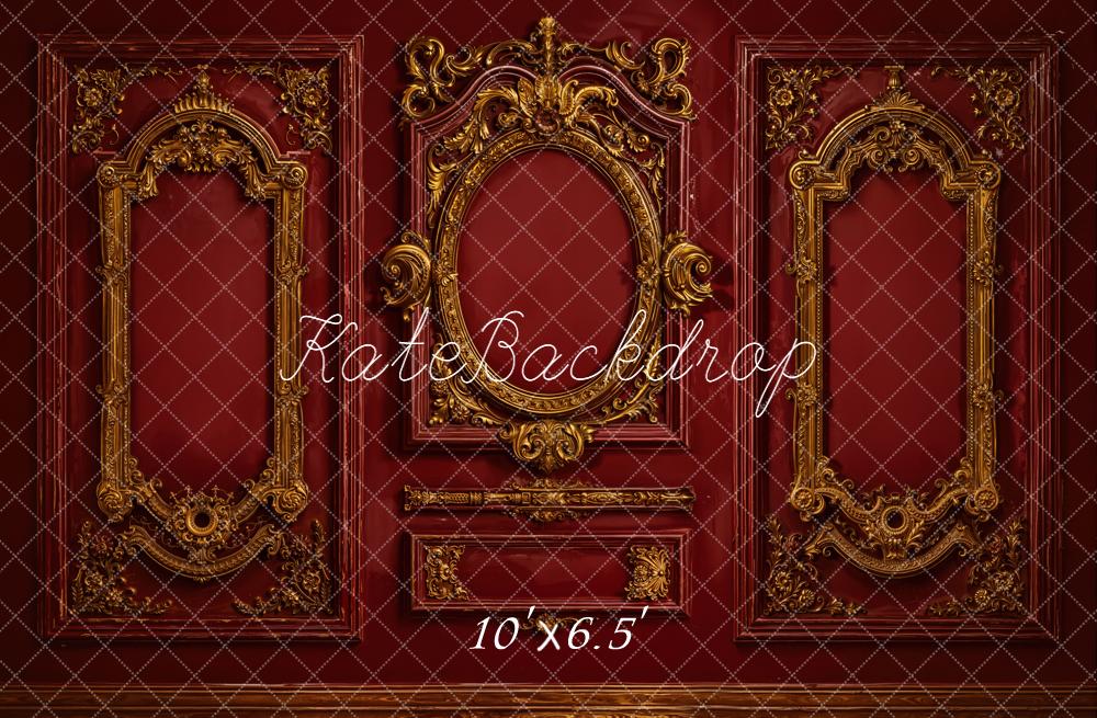 Lightning Deals-C1 Kate Vintage Ornate Gold Red Wall Backdrop Designed by Emetselch