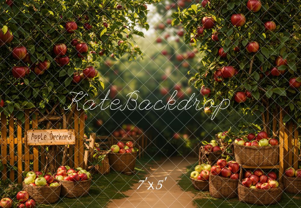 Kate Apple Orchard Trees Baskets Backdrop Designed by Emetselch