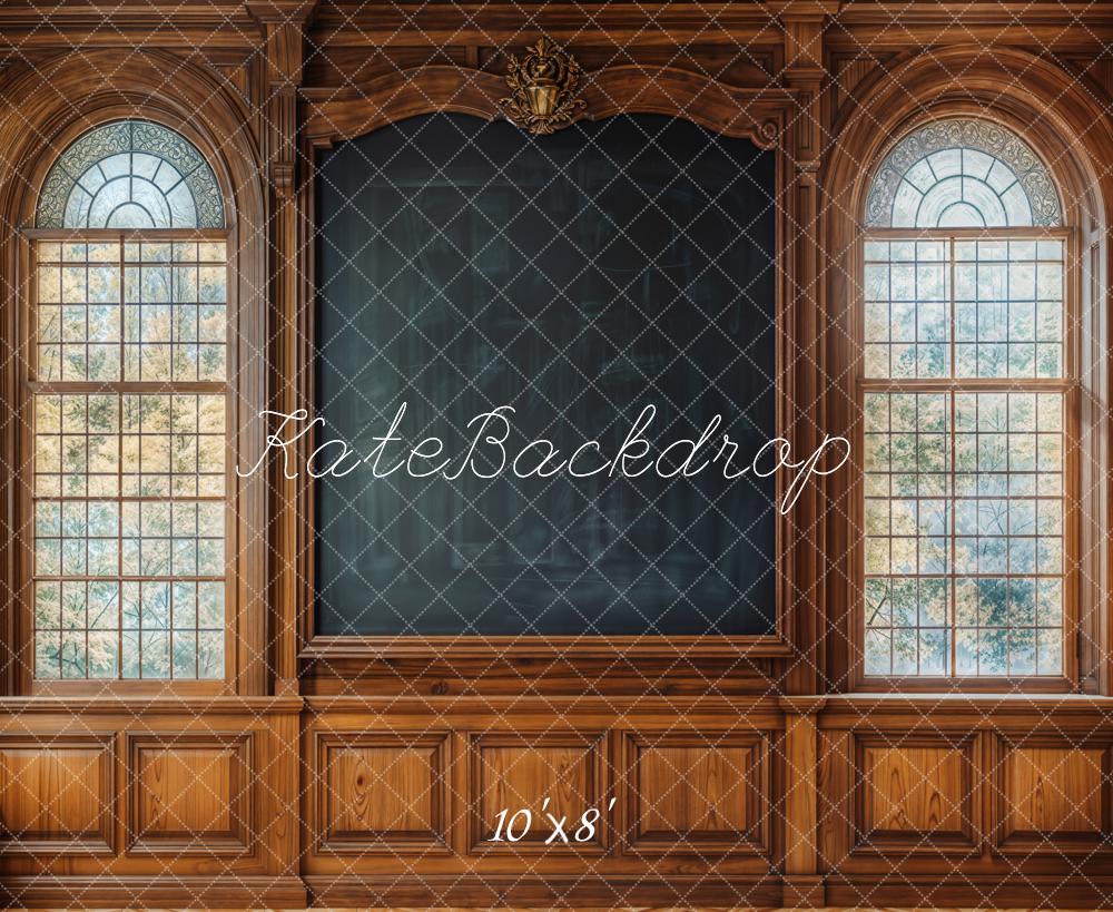Kate Classroom Chalkboard Arched Wood Fleece Backdrop Designed by Emetselch - Kate Backdrop AU