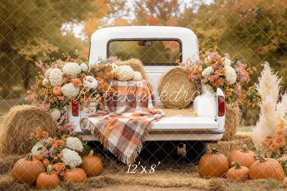 Kate Fall Truck Pumpkins Hay Backdrop Designed by Emetselch