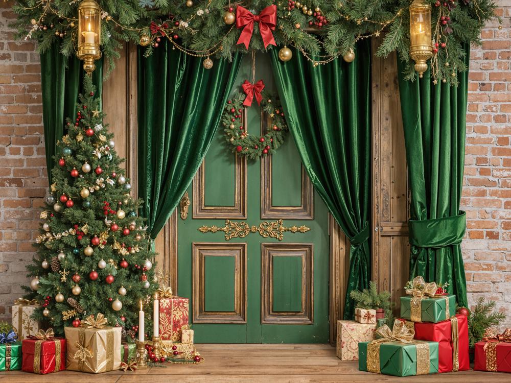 Kate Christmas Tree Green Door Curtains Backdrop Designed by GQ - Kate Backdrop AU