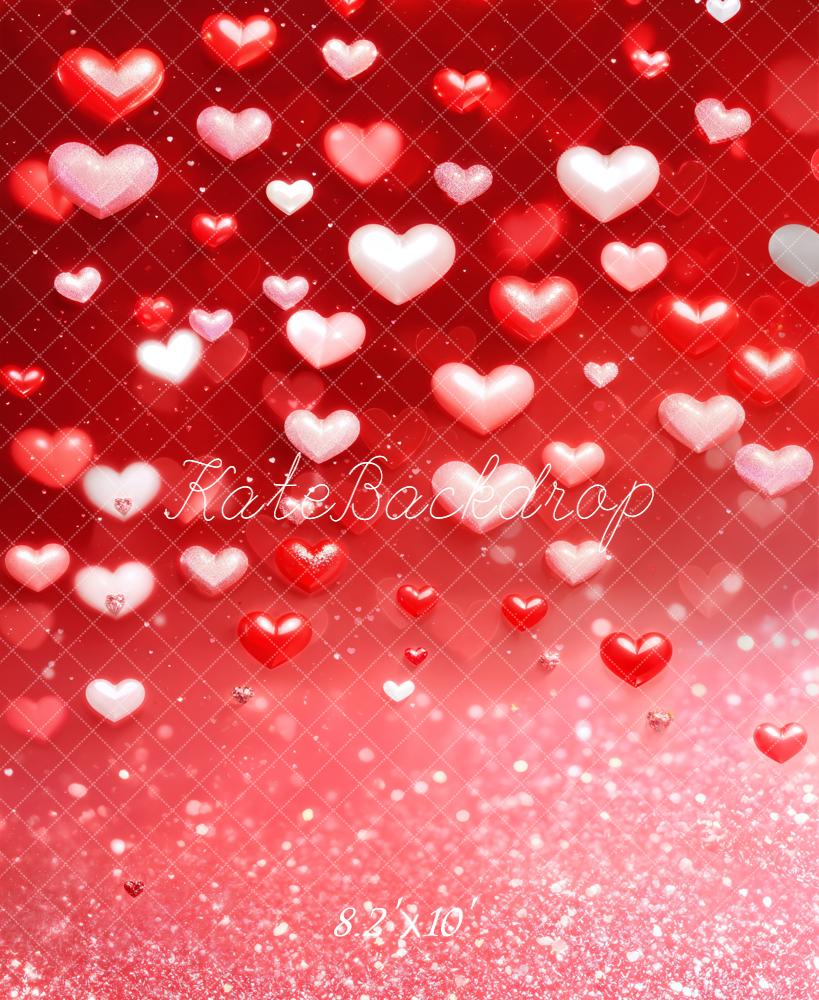 Kate Red Hearts Glitter Bokeh Backdrop Designed by Emetselch