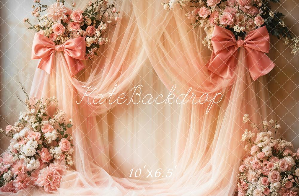 Kate Roses Bow Drapes Fleece Backdrop Designed by Emetselch