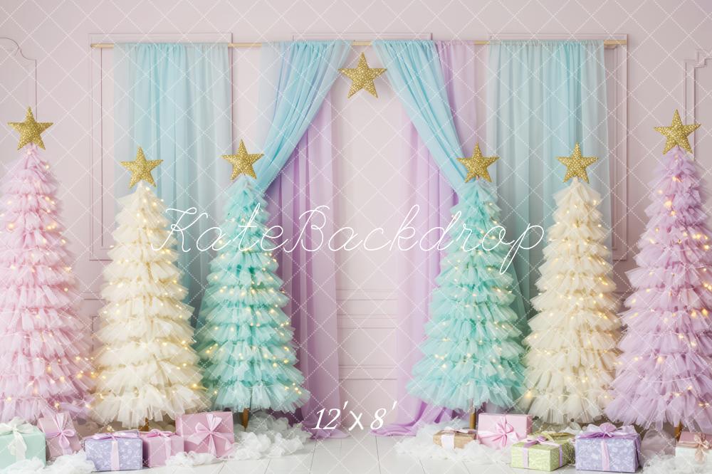 Kate Christmas Trees Presents Curtains Backdrop Designed by Patty Roberts