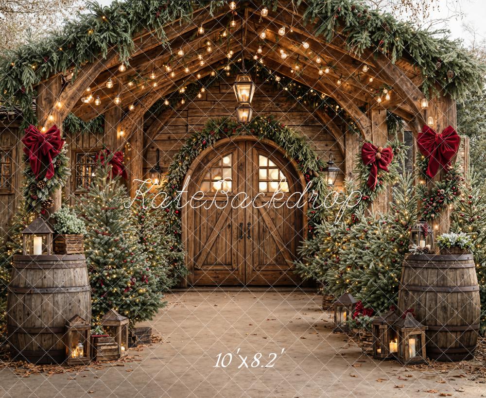 Kate Christmas Wooden Barrels Backdrop Designed by Emetselch - Kate Backdrop AU