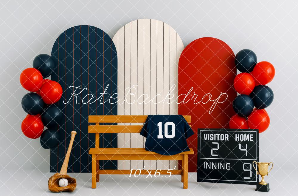 Kate Baseball Bench Balloons Backdrop Designed by Patty Roberts - Kate Backdrop AU