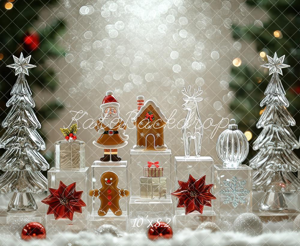 Kate Christmas Glass Trees Gingerbread Bokeh Backdrop Designed by Mini MakeBelieve - Kate Backdrop AU