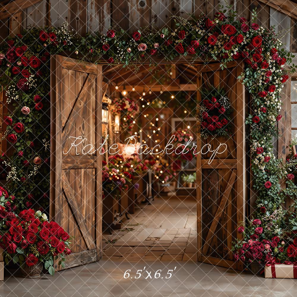 Kate Flower Wooden Barn Red Roses Backdrop Designed by Emetselch