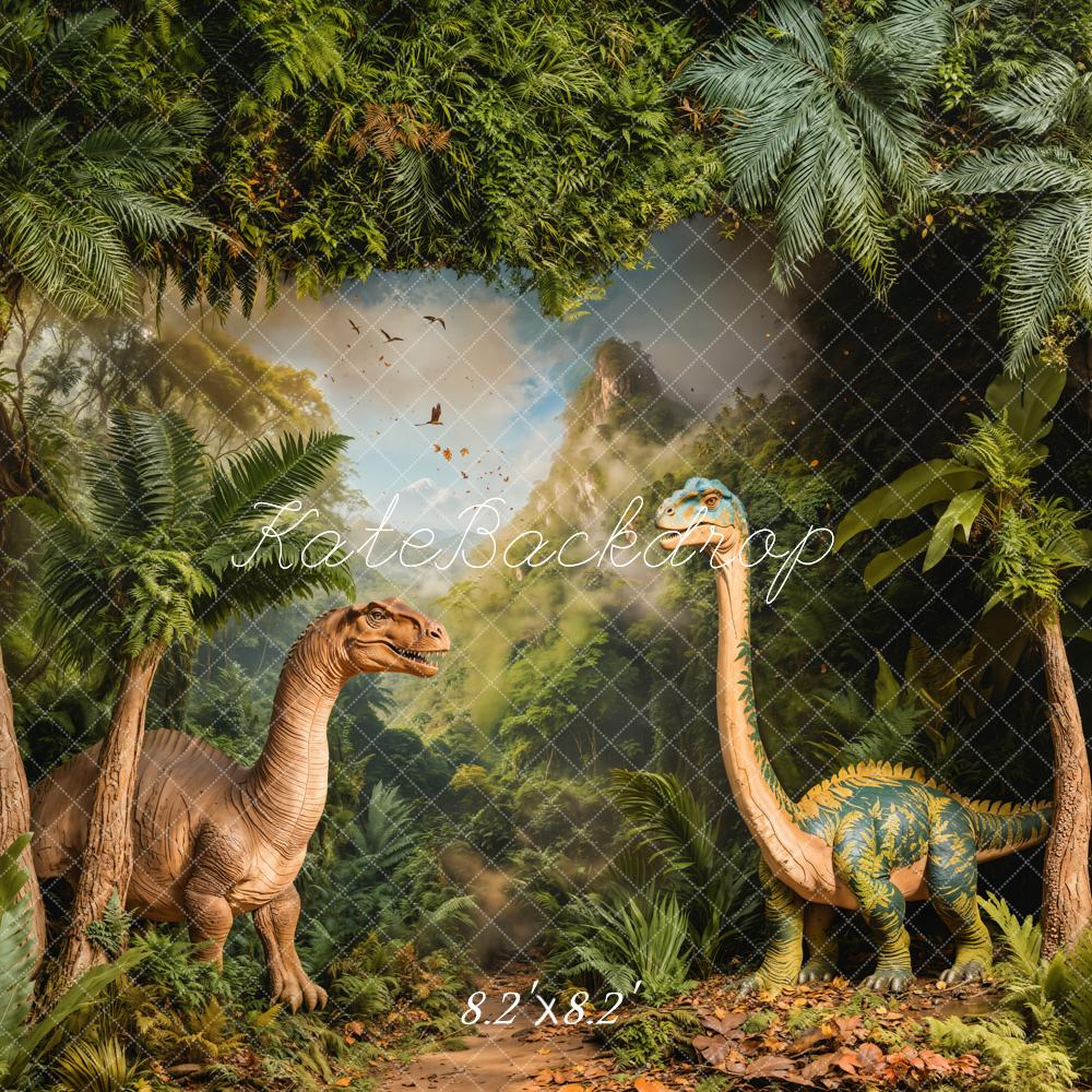 Kate Dinosaur Forest Trees Green Backdrop Designed by Emetselch - Kate Backdrop AU