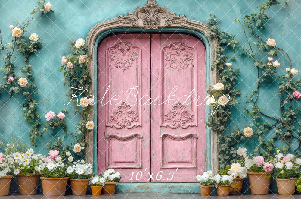 Kate Pink Vintage Door Spring Backdrop Designed by Mini MakeBelieve - Kate Backdrop AU