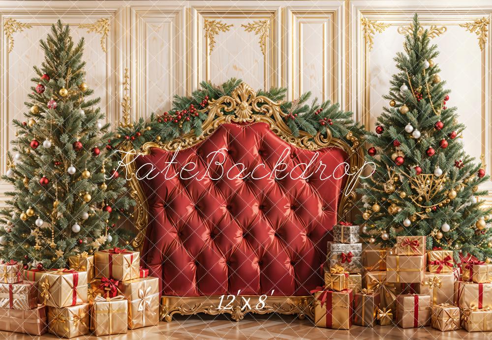 Kate Christmas Headboard Gift Boxes Fleece Backdrop Designed by Emetselch