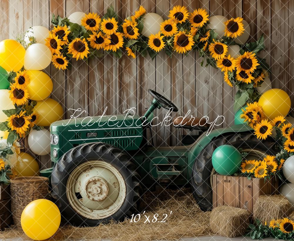 Kate Tractor Sunflowers Wooden Backdrop Designed by Patty Roberts - Kate Backdrop AU