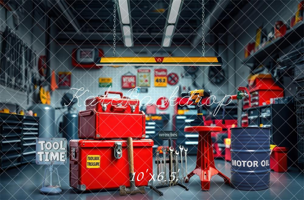 Kate Garage Red Toolbox Workshop Backdrop Designed by Laura Bybee - Kate Backdrop AU
