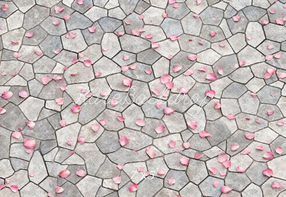 Kate Cobblestone Ground Pink Petals Backdrop Designed by Emetselch