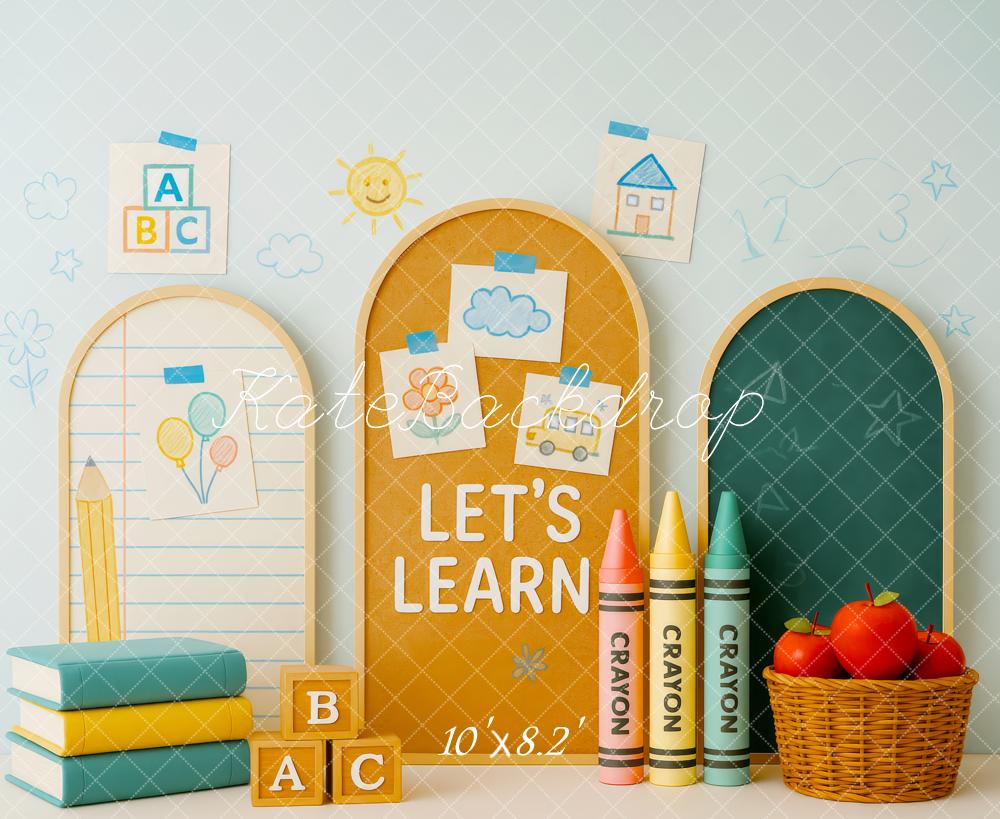 Kate Back to School Books Crayons Backdrop Designed by Patty Roberts - Kate Backdrop AU
