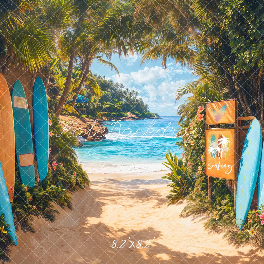 Kate Summer Beach Surfboards Tropical Backdrop Designed by Chain