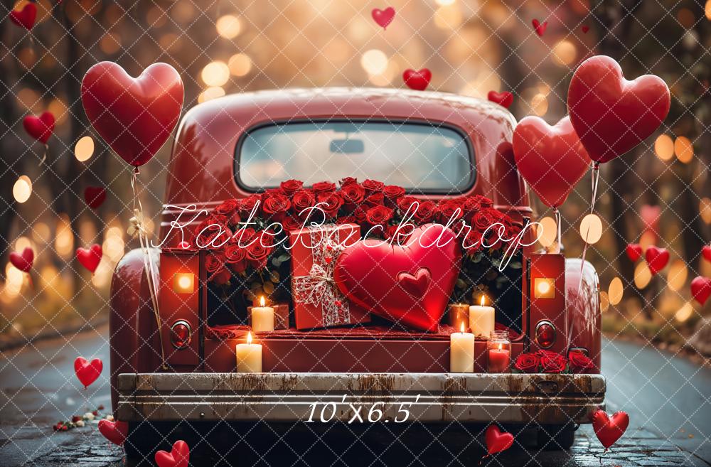 Kate Valentine Car Heart Balloons Roses Backdrop Designed by Emetselch