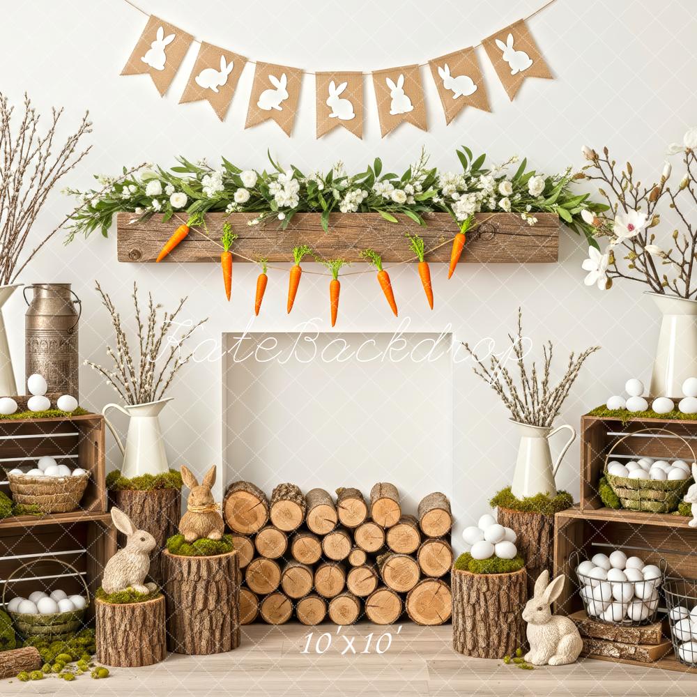 Kate Easter Bunny Carrots Wood Backdrop Designed by Patty Roberts