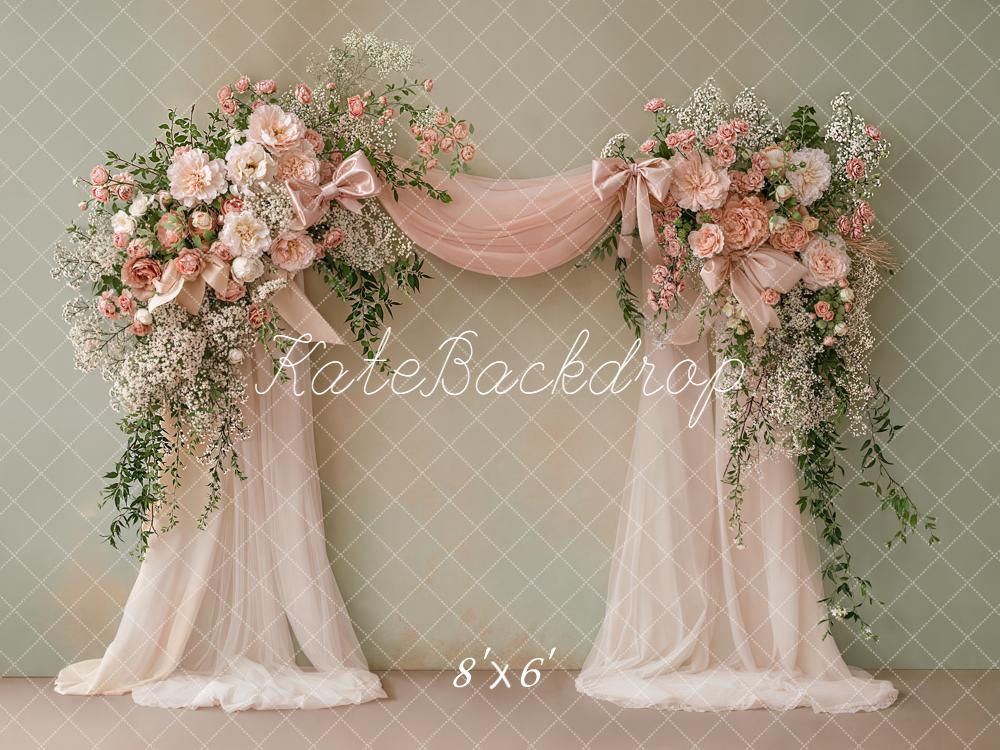 Kate Flower Arch Pink Drapes Backdrop Designed by Emetselch
