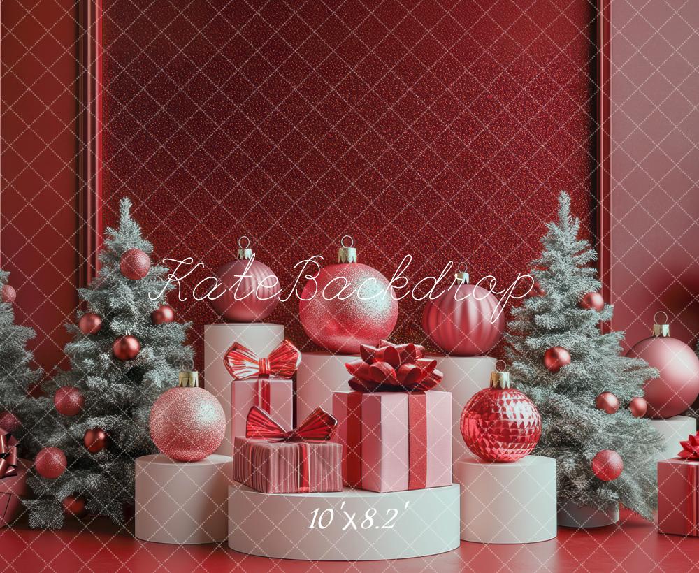 Kate Christmas Trees Gifts Ornaments Backdrop Designed by Mini MakeBelieve - Kate Backdrop AU