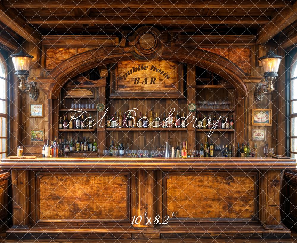 AUSALE Kate Vintage Pub Bar Counter Wood Backdrop Designed by Emetselch