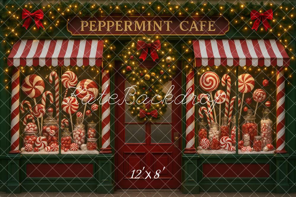 Kate Christmas Peppermint Candy Cafe Backdrop Designed by Ashley Paul
