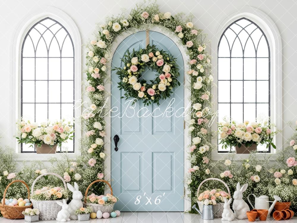 Kate Easter Bunny Flower Arch Door Fleece Backdrop Designed by Patty Roberts