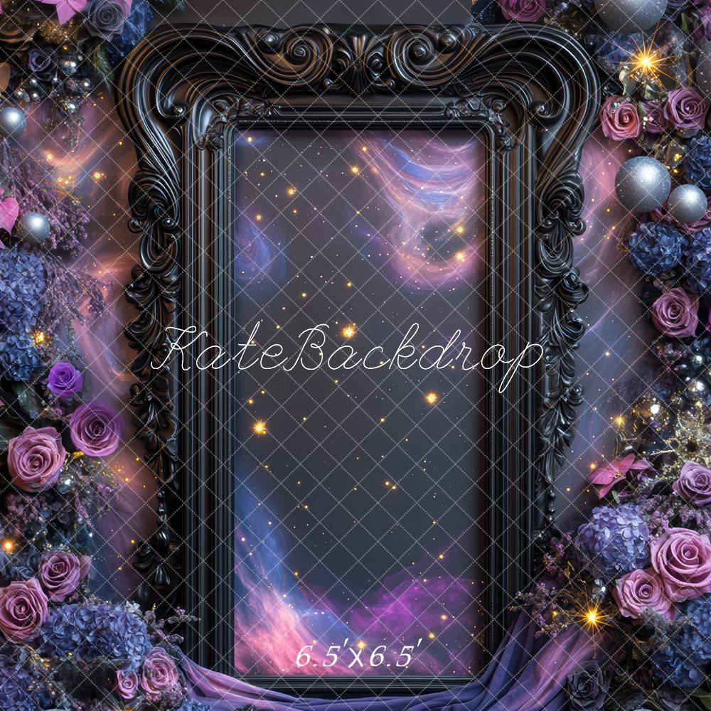 Kate Purple Floral Black Frame Backdrop Designed by Mini MakeBelieve - Kate Backdrop AU