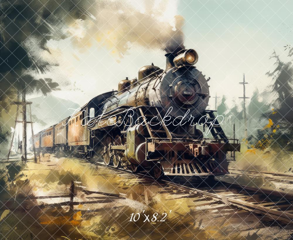 Kate Steam Train Railway Backdrop Designed by Mandy Ringe