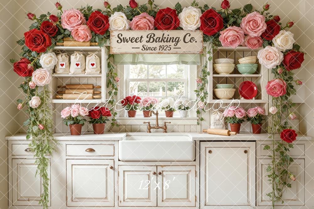 Kate Baking Kitchen Roses Vintage Cabinet Backdrop Designed by Emetselch