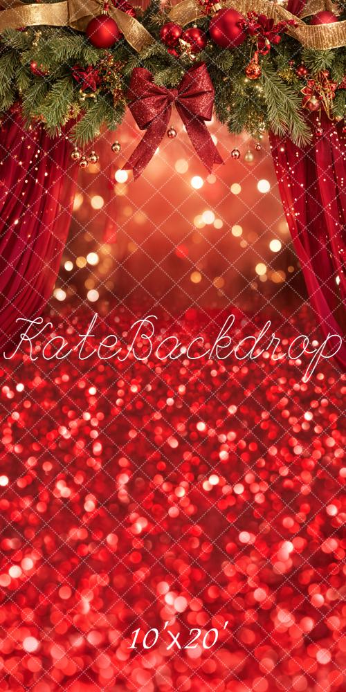 Kate Christmas Red Bow Bokeh Backdrop Designed by Emetselch - Kate Backdrop AU