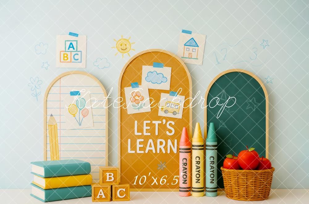 Kate Back to School Books Crayons Backdrop Designed by Patty Roberts - Kate Backdrop AU