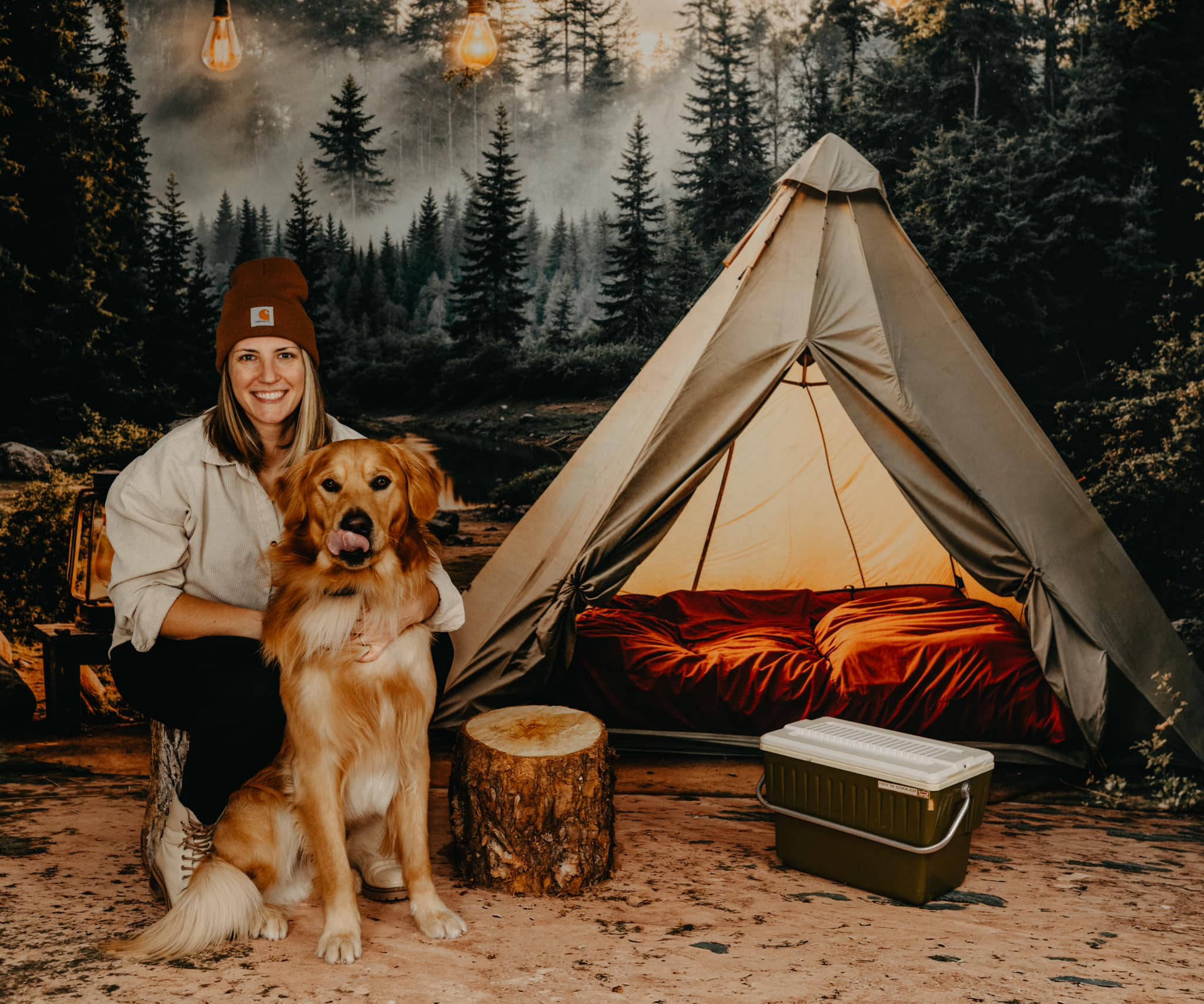 Kate Camping Forest Tent Lights Backdrop Designed by Emetselch - Kate Backdrop AU