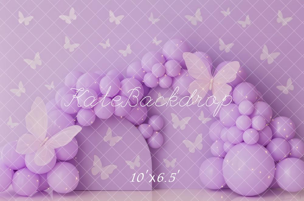 Kate Purple Balloon Cake Smash Butterfly Backdrop Designed by Patty Roberts - Kate Backdrop AU