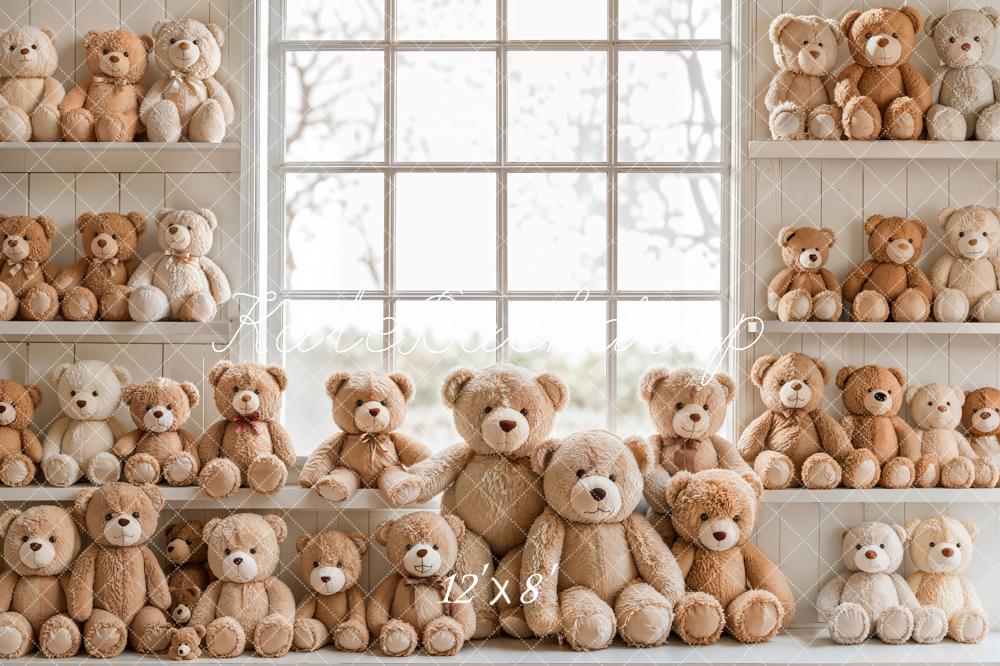 Kate Teddy Bears Window Shelves Fleece Backdrop Designed by Emetselch - Kate Backdrop AU